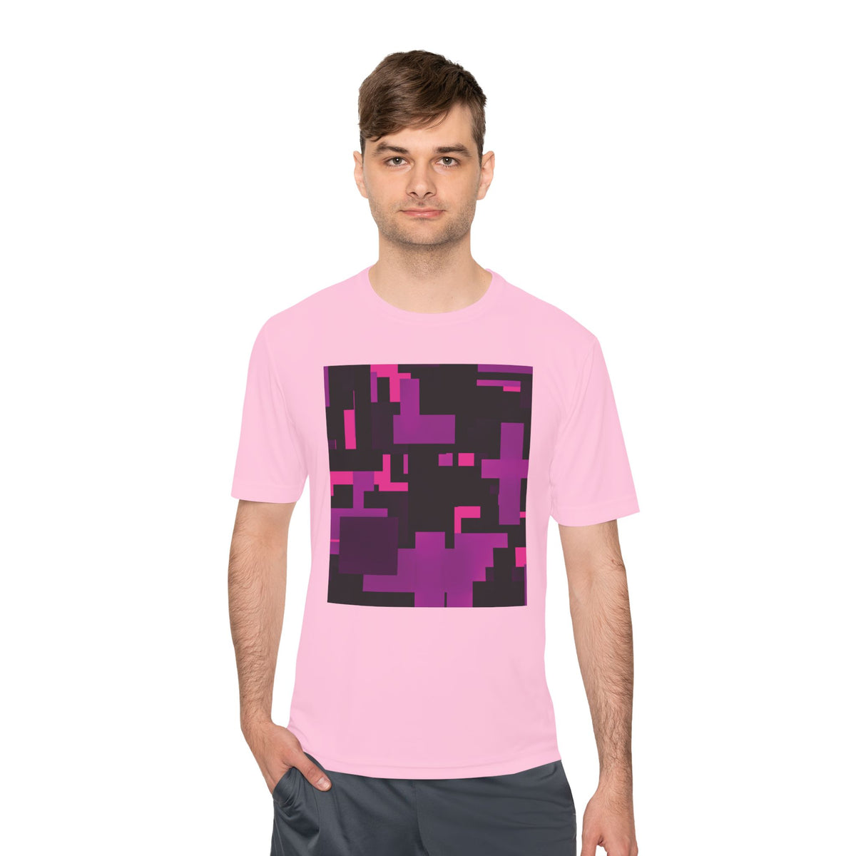 Scarlet Structure — Plum Pixel Graphic T-Shirt