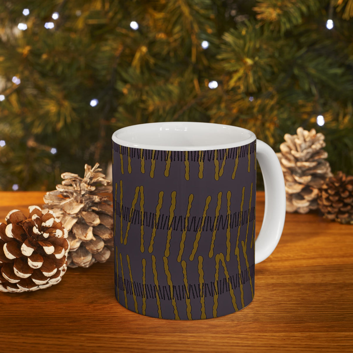 Ribbon Rhythm — Plum Pulse Ceramic Mug (11oz & 15oz)