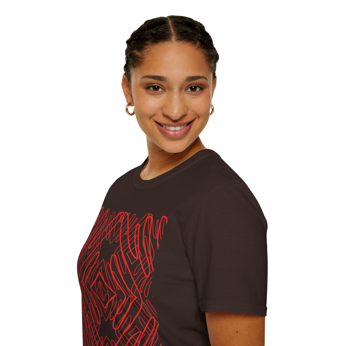 Geometric Line Art Tee — Pink Symmetry Graphic T-Shirt