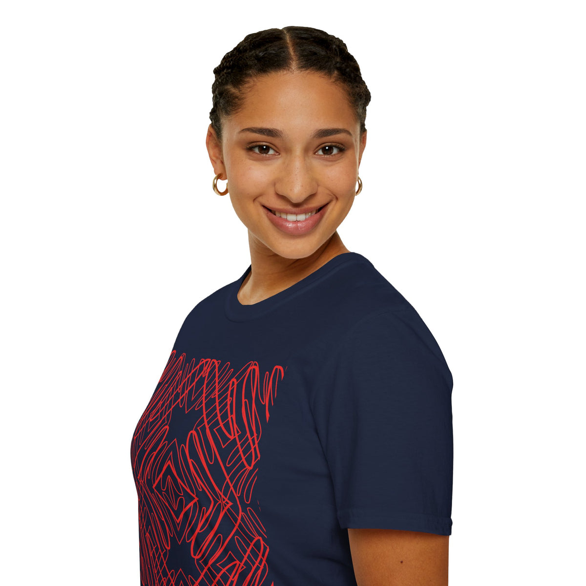 Geometric Line Art Tee — Pink Symmetry Graphic T-Shirt