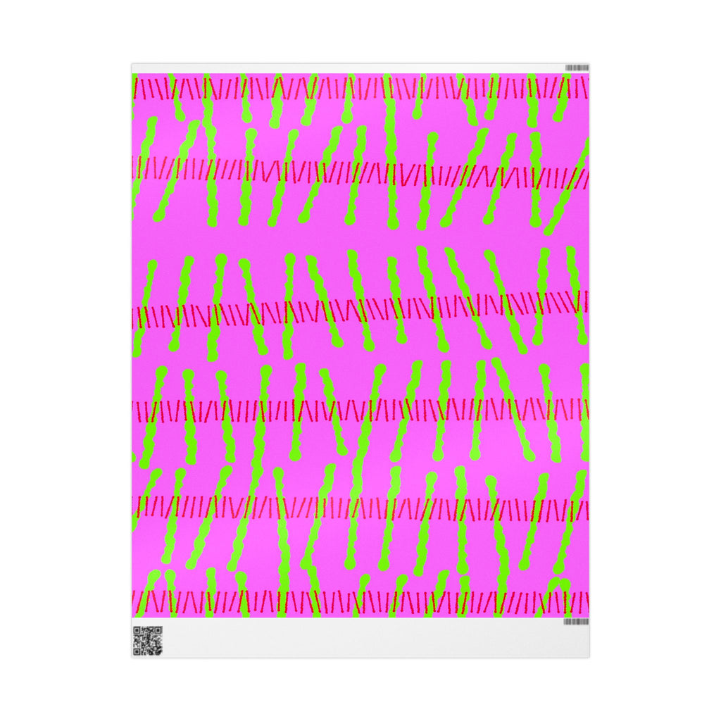 Papel de regalo con rayas de neón brillante: papel de regalo abstracto rosa y lima
