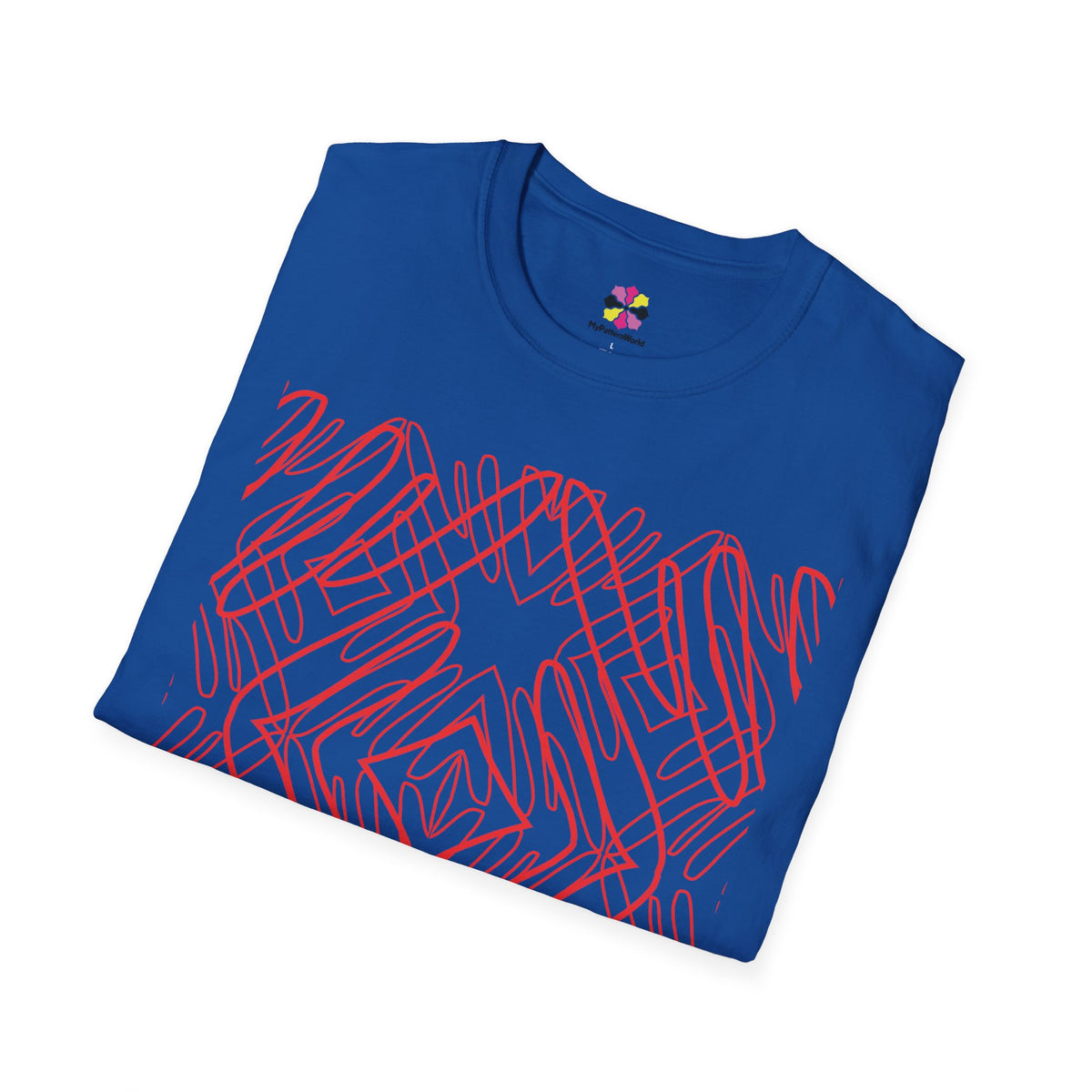 Geometric Line Art Tee — Pink Symmetry Graphic T-Shirt
