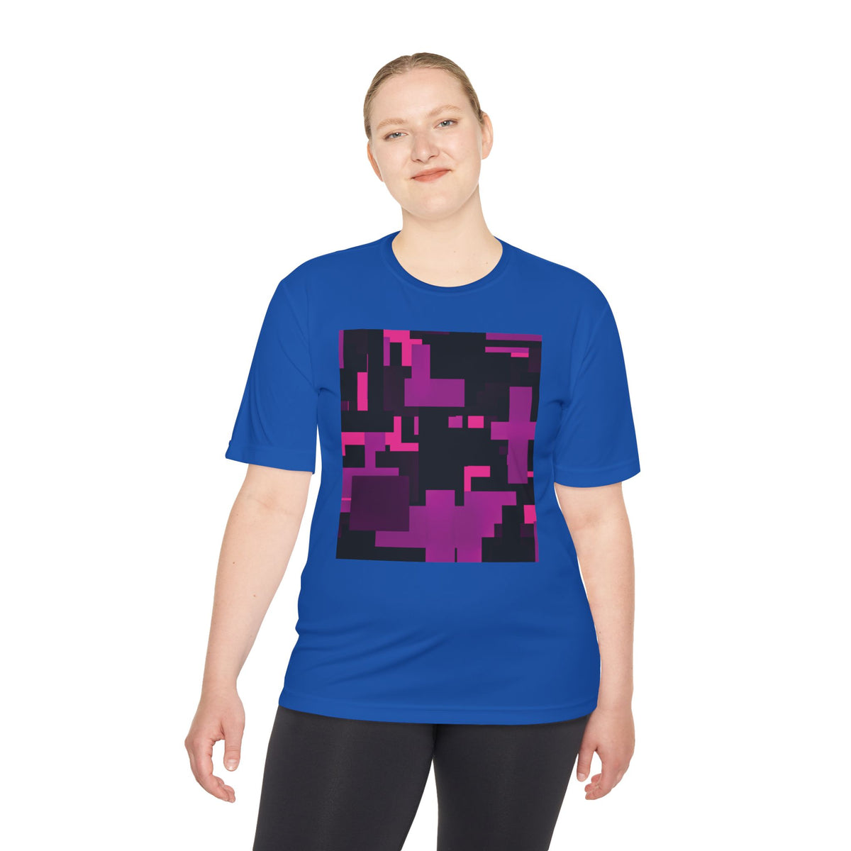 Scarlet Structure — Plum Pixel Graphic T-Shirt
