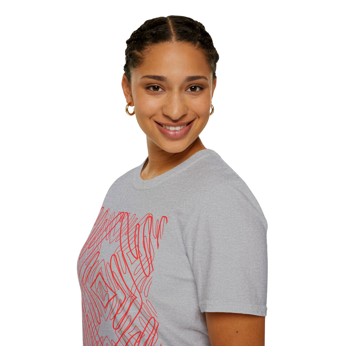 Geometric Line Art Tee — Pink Symmetry Graphic T-Shirt