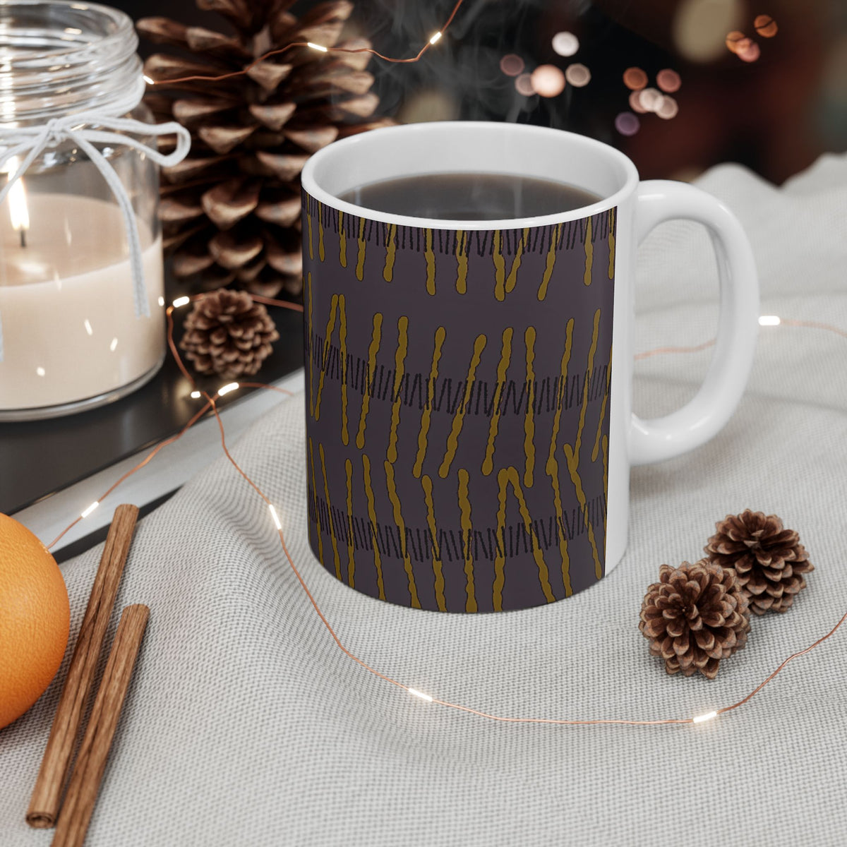 Ribbon Rhythm — Plum Pulse Ceramic Mug (11oz & 15oz)