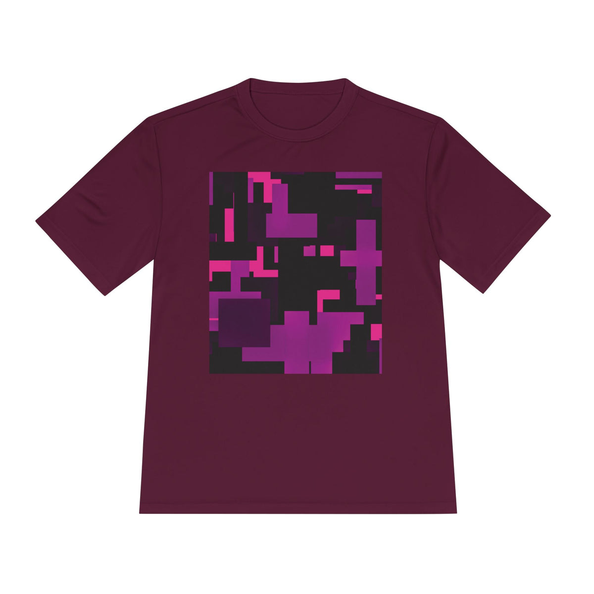 Scarlet Structure — Plum Pixel Graphic T-Shirt