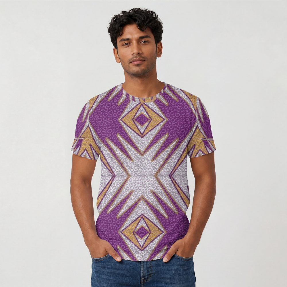 Geometric Purple Aztec All-Over Print Tee