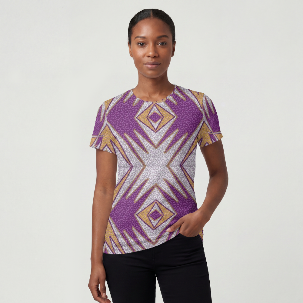 Geometric Purple Aztec All-Over Print Tee