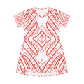 Red Scribble Pattern T-Shirt Dress — All-Over Print Casual Summer Dress