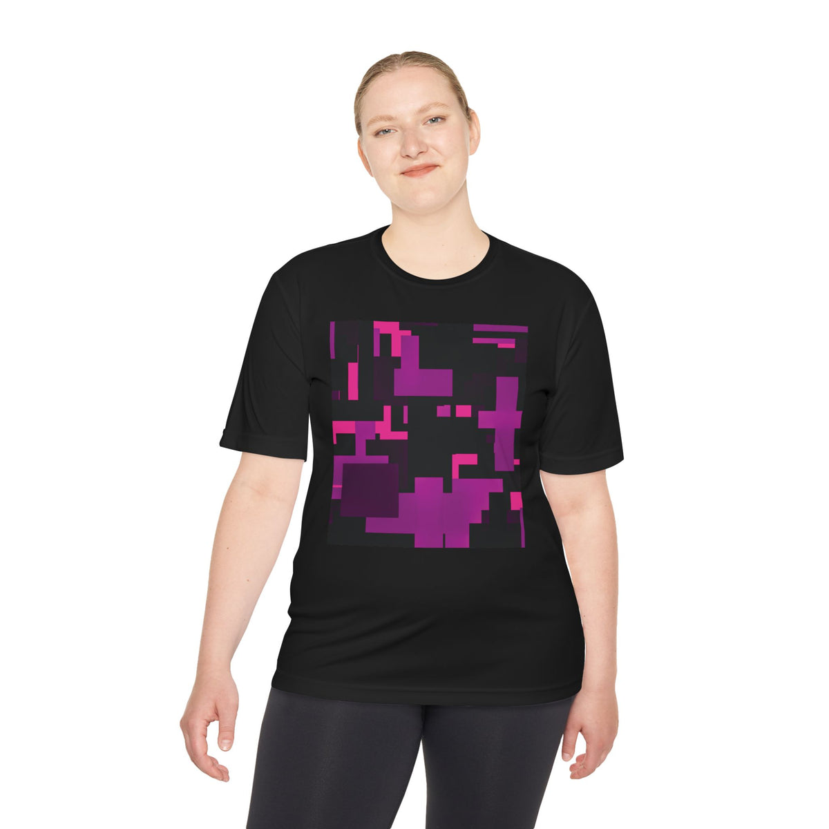 Scarlet Structure — Plum Pixel Graphic T-Shirt