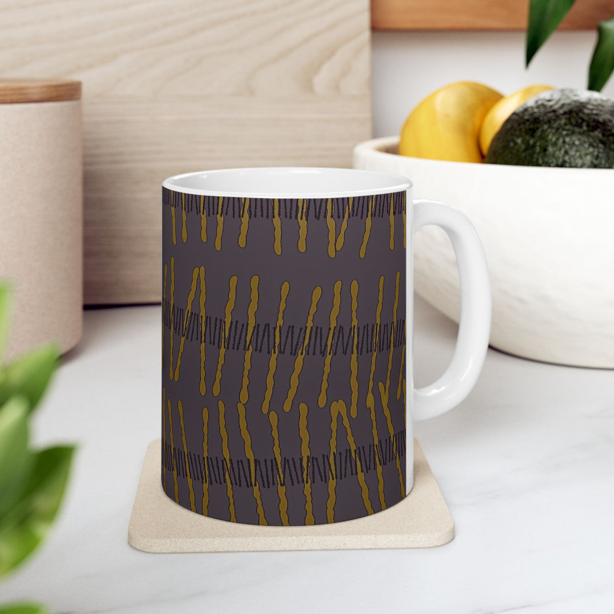 Ribbon Rhythm — Plum Pulse Ceramic Mug (11oz & 15oz)