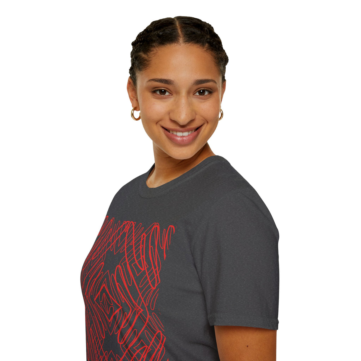 Geometric Line Art Tee — Pink Symmetry Graphic T-Shirt