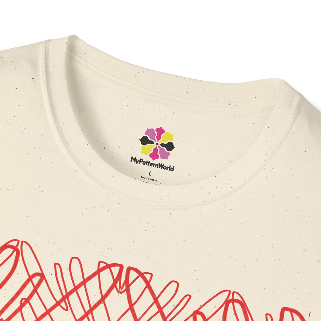 Geometric Line Art Tee — Pink Symmetry Graphic T-Shirt