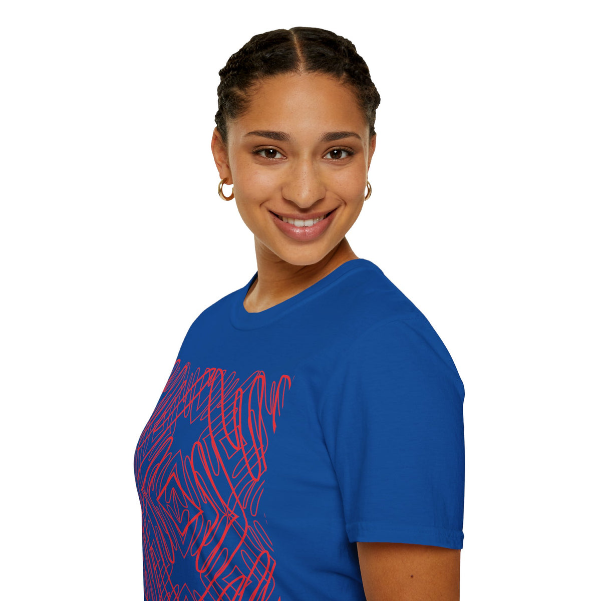 Geometric Line Art Tee — Pink Symmetry Graphic T-Shirt