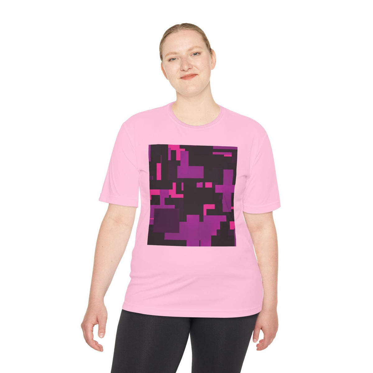 Scarlet Structure — Plum Pixel Graphic T-Shirt