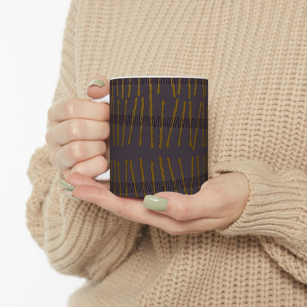 Ribbon Rhythm — Plum Pulse Ceramic Mug (11oz & 15oz)