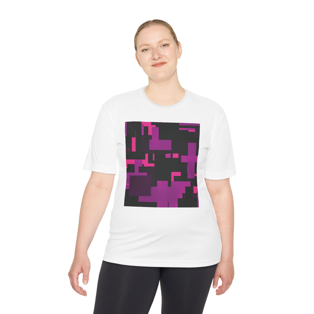 Scarlet Structure — Plum Pixel Graphic T-Shirt