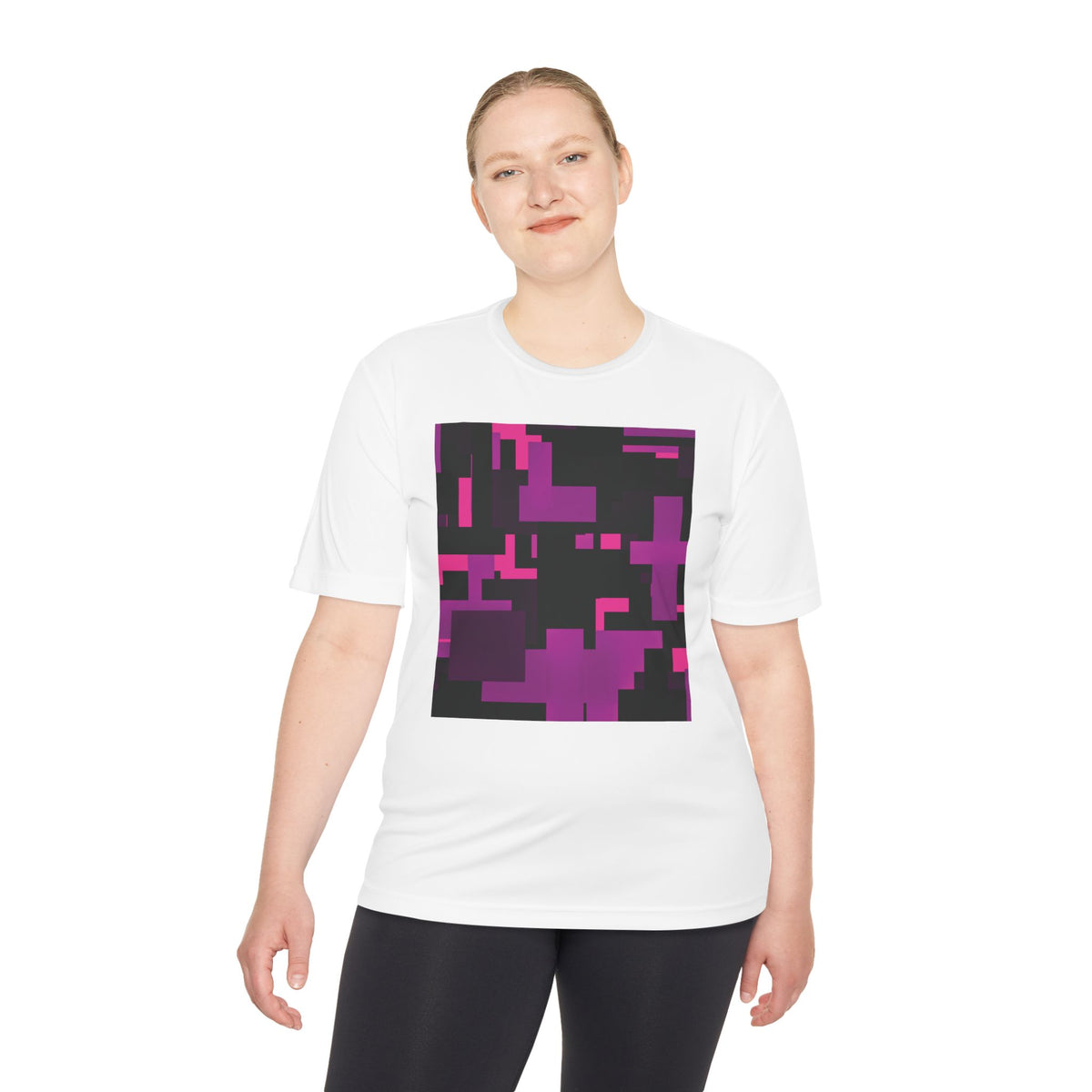Scarlet Structure — Plum Pixel Graphic T-Shirt