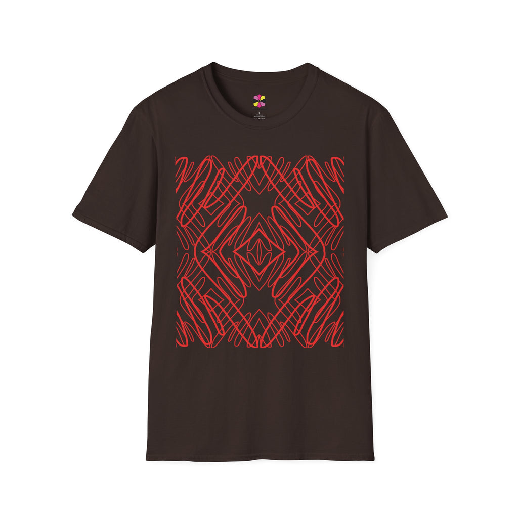 Geometric Line Art Tee — Pink Symmetry Graphic T-Shirt
