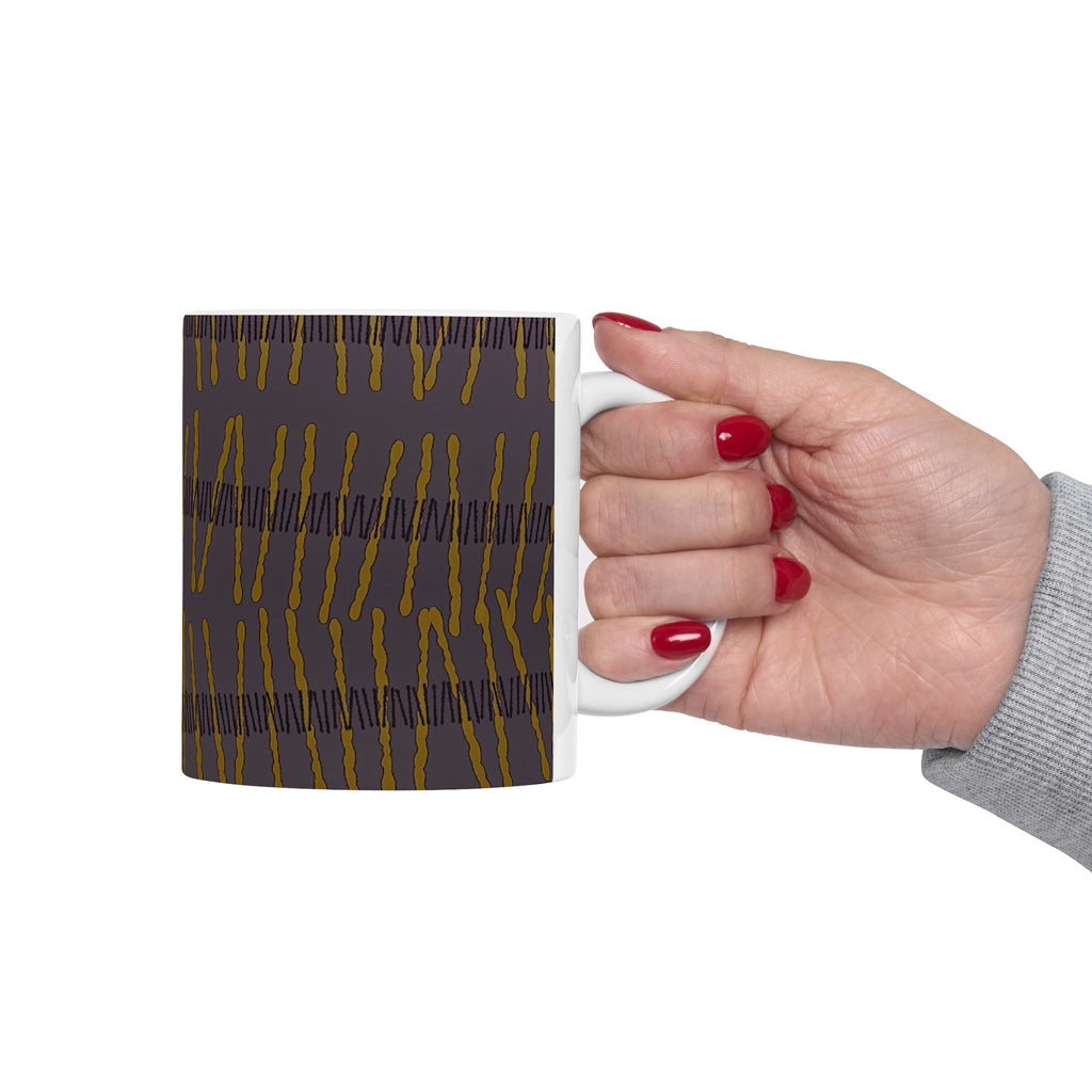 Ribbon Rhythm — Plum Pulse Ceramic Mug (11oz & 15oz)