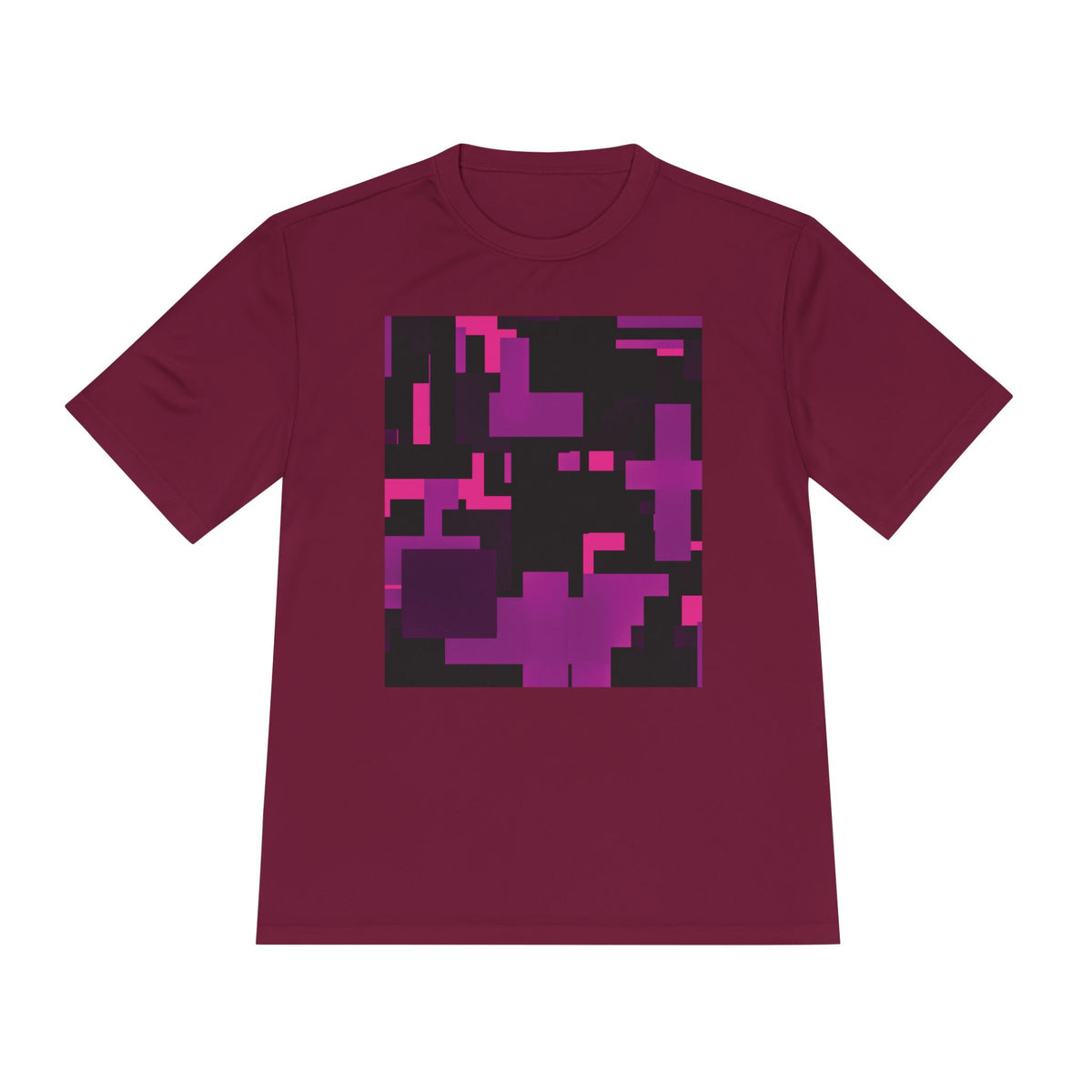Scarlet Structure — Plum Pixel Graphic T-Shirt