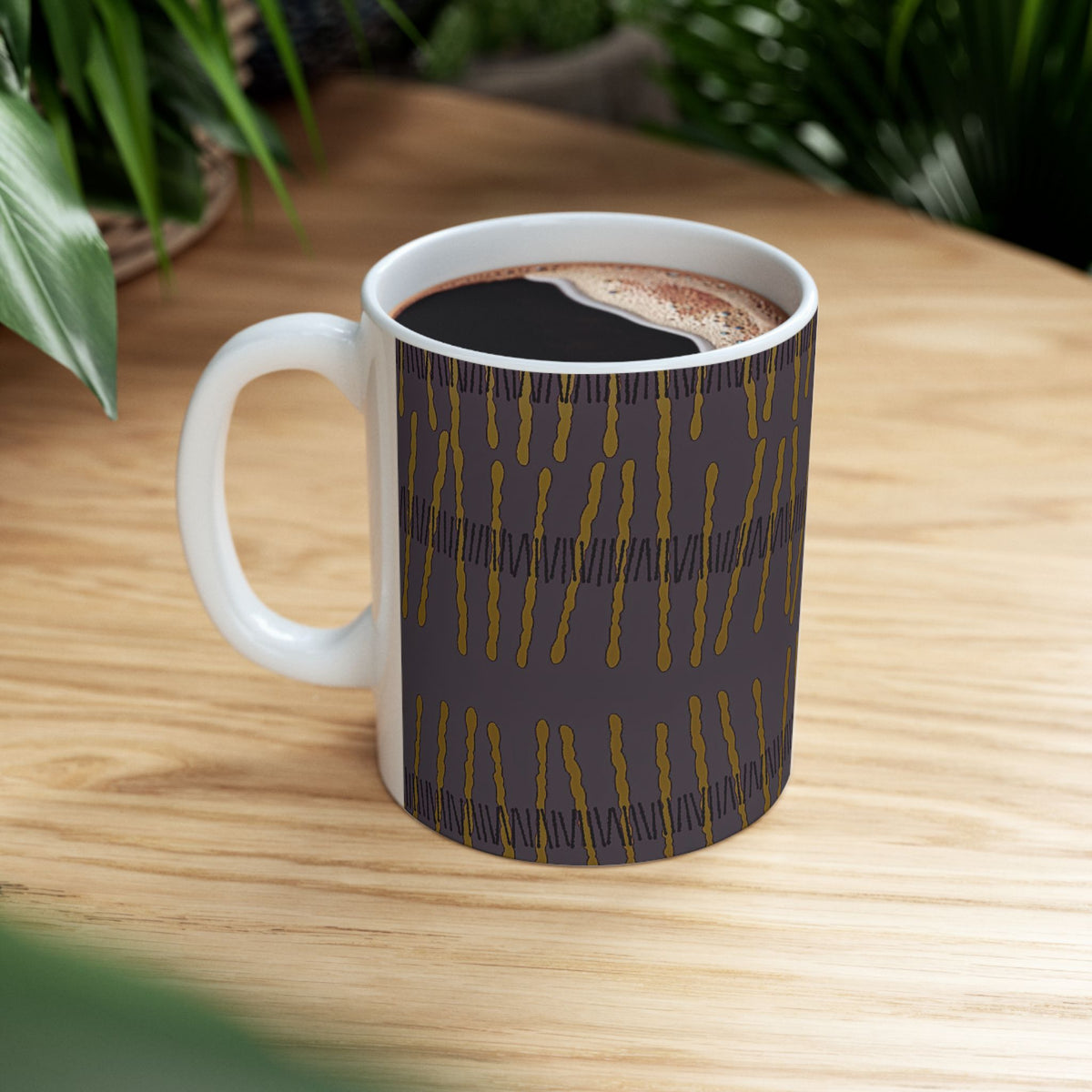 Ribbon Rhythm — Plum Pulse Ceramic Mug (11oz & 15oz)
