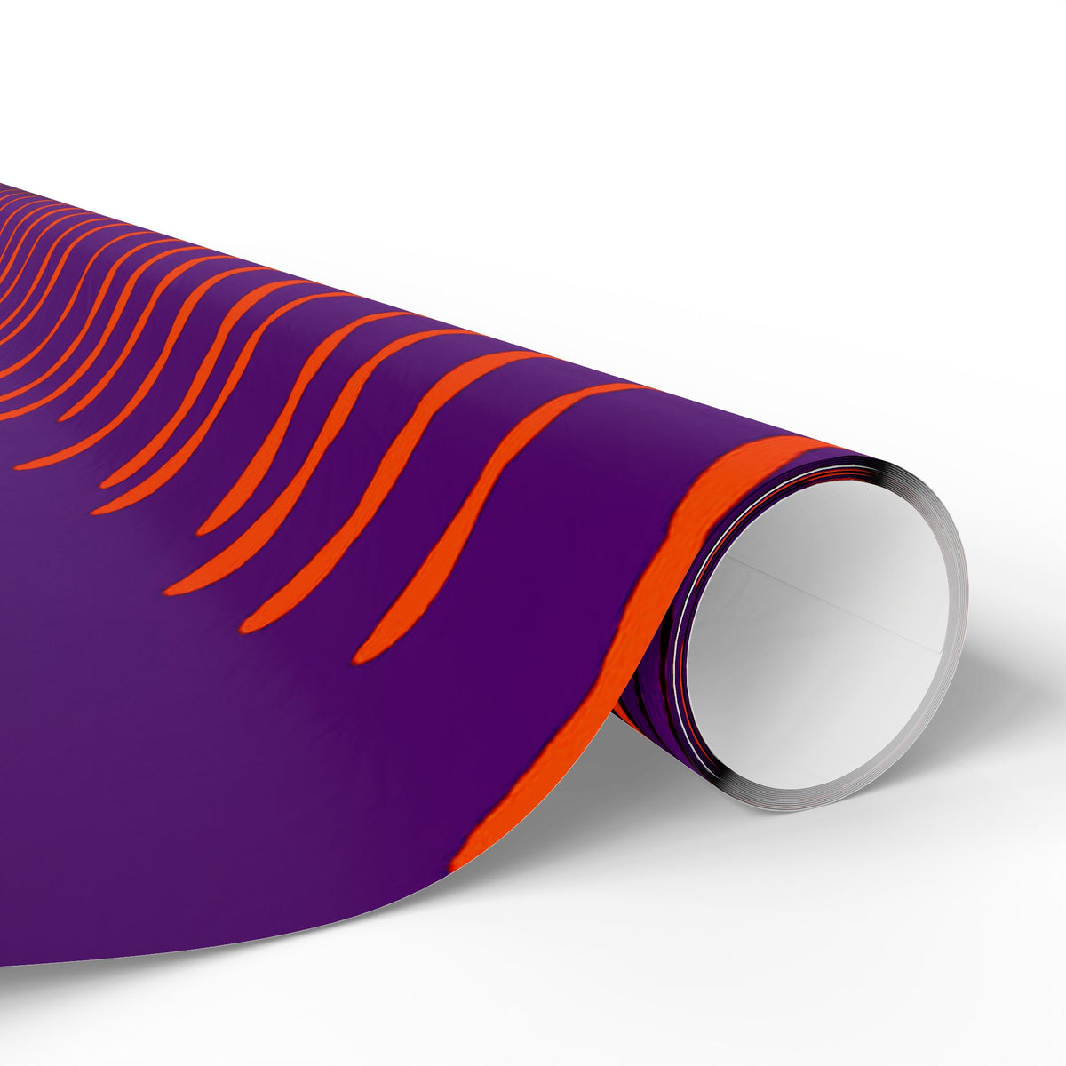 Papel de regalo con rayas onduladas vibrantes: envoltorio abstracto morado y naranja